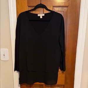 Michael Kors Black V-Neck Blouse